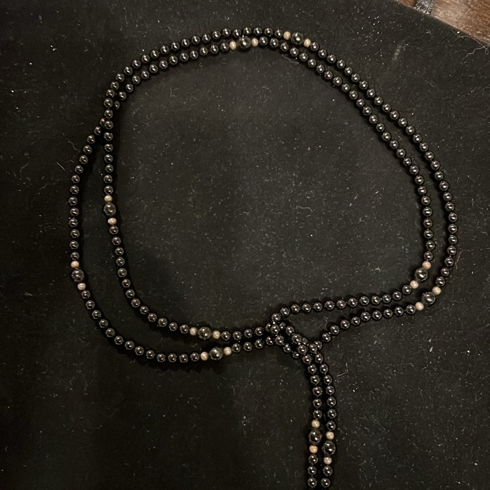 Silpada Sterling, silver, glass bead, and black, onyx, lariat necklace - Picture 4 of 5